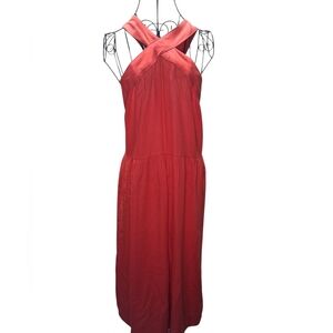 NWOT  Vibrant Orange Textured DRESS SZ-XXL 55% LINEN